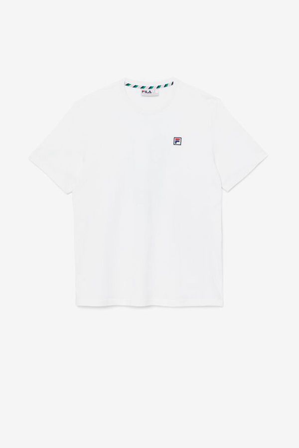 Fila Edgecumbe Men's Tee - White/Green,NZ 790-23461